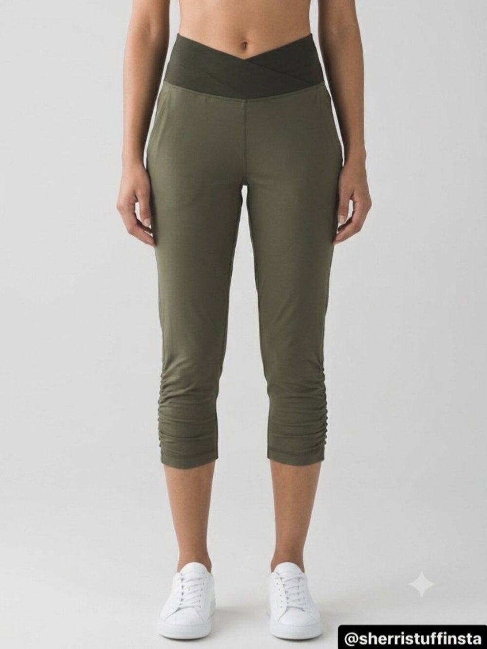 NWOT Lululemon Sunset Salutation High Rise Crop 19" Pants Fatigue Green 2